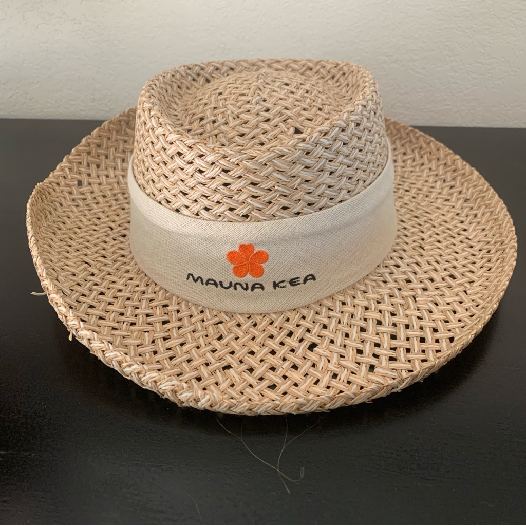 Imperial Headwear Natural Straw Hat One Size Mauna Kea Tan Bow 3” Brim Luxury
